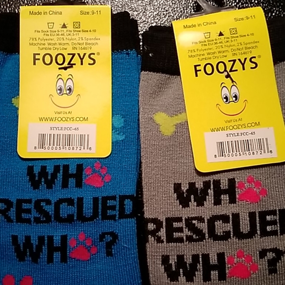 Who Rescued Who? FOOZYS Socks 8/$30 Mix & Match - Picture 3 of 3